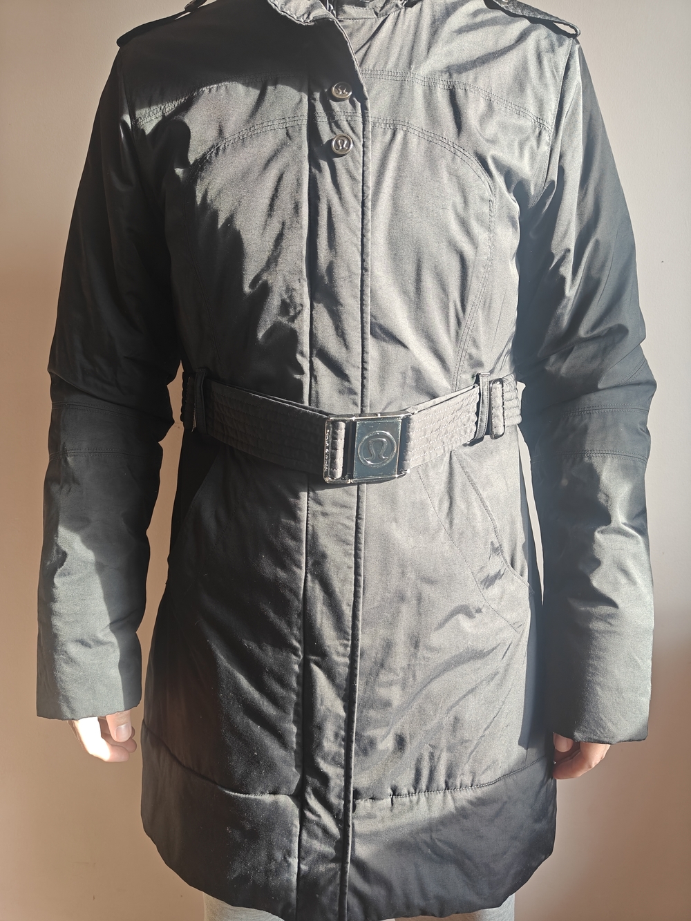 lululemon athletica Black Mid-Length Belted Trench Coat
